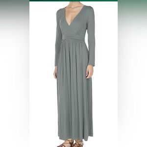 Elegant Gray Long Sleeve Maxi Dress